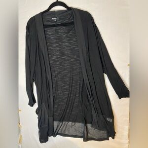 Cable & Gauge Black Open Front Cardigan